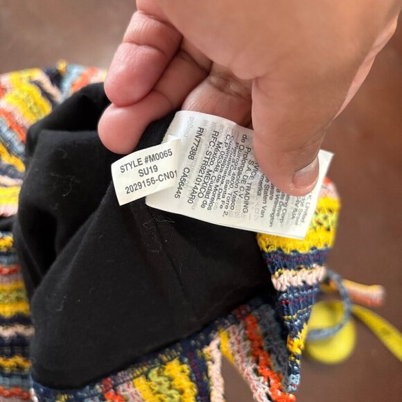 Madewell Texture & Thread Stripe Tie Shoulder Tank Top Rainbow Crochet Size S - Picture 7 of 7